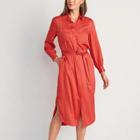 Old Navy Dresses & Skirts - Old Navy Tie-Belt Midi Shirt Dress for Women New